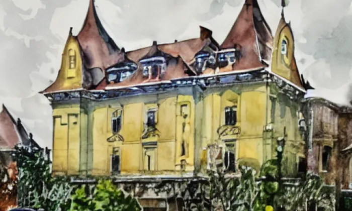 Kostel Nanebevzetí Panny Marie (Velká Jesenice) – akvarel