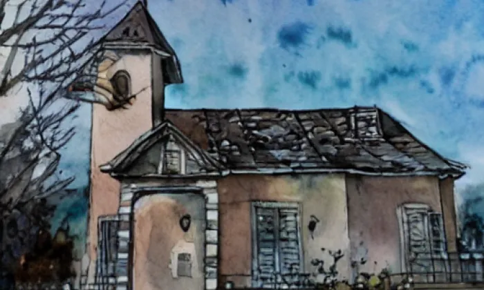 Kostel Narození Panny Marie (Brníčko) – akvarel