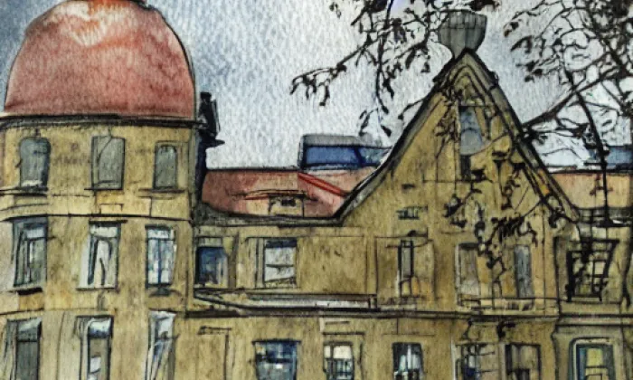 Kostel Narození Panny Marie (Liběšice) – akvarel
