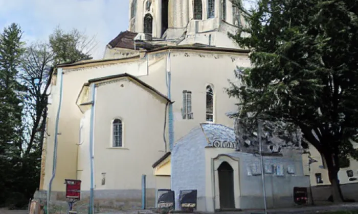 Kostel Narození Panny Marie (Popovice) – akvarel