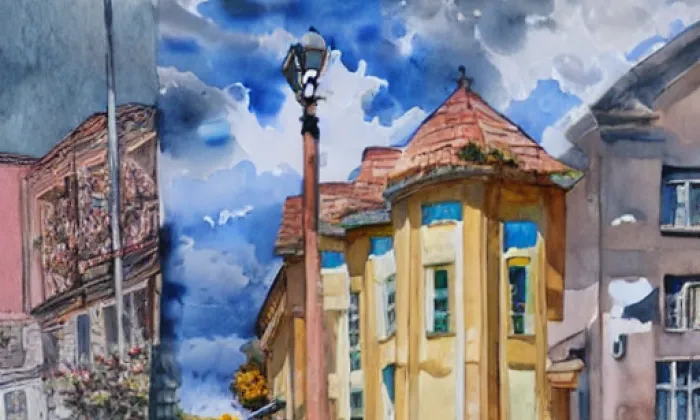 Kostel Narození Panny Marie (Radonice) – akvarel