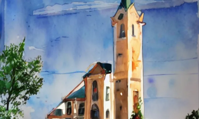 Kostel Narození Panny Marie (Velké Bílovice) – akvarel