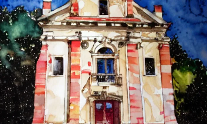 Kostel Narození Panny Marie v České Lípě – akvarel