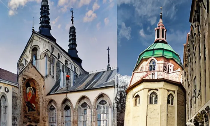 Kostel Narození Panny Marie v Doksanech – akvarel