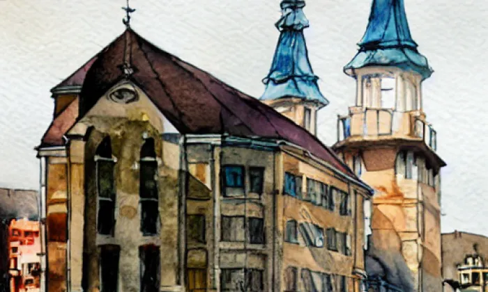 Kostel Narození Panny Marie v Roudnici nad Labem – akvarel