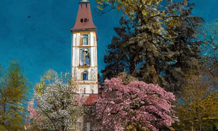 Kostel Narození Panny Marie v Záběhlicích – jaro