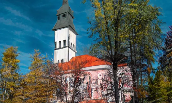 Kostel Narození Panny Marie v Záběhlicích – zima