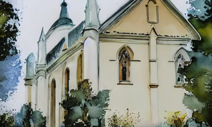 Kostel Narození svatého Jana Křtitele (Proboštov) – akvarel