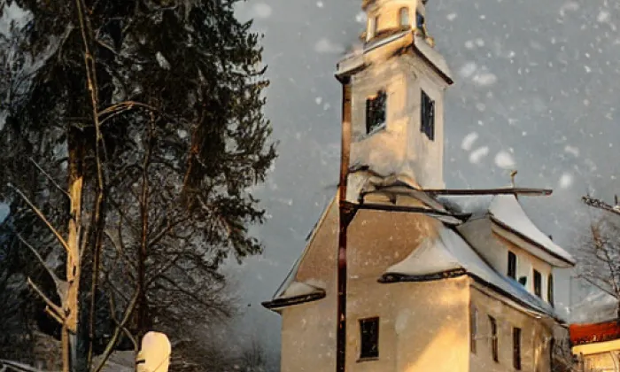 kostel Navštívení Panny Marie (Červený Potok) – winter