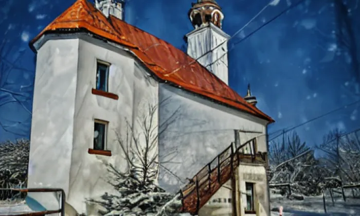kostel Navštívení Panny Marie (Jednov) – winter