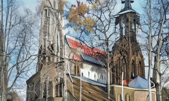 Kostel Navštívení Panny Marie (Letov) – akvarel
