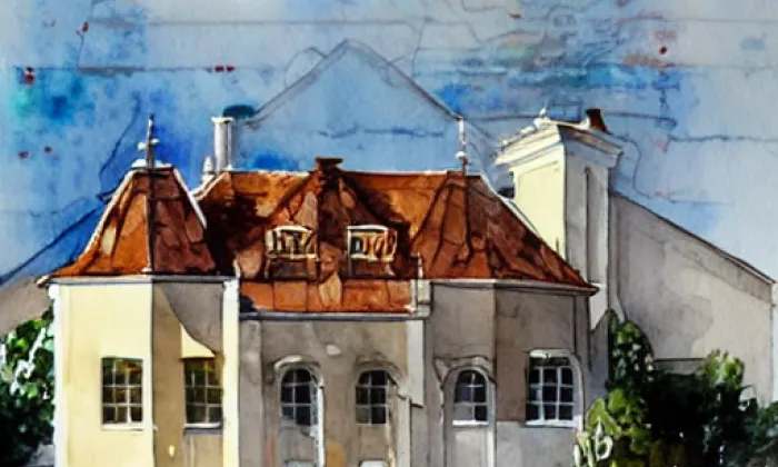 kostel Navštívení Panny Marie (Mistřín) – akvarel