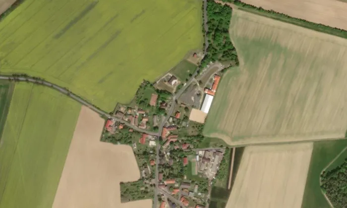 Kostel Navštívení Panny Marie (Vysoká) – letecký pohled