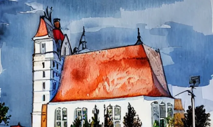 Kostel Nejsvětější Trojice (Běhařovice) – akvarel