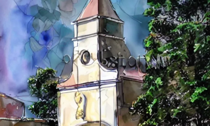 kostel Nejsvětější Trojice (Bratčice) – akvarel