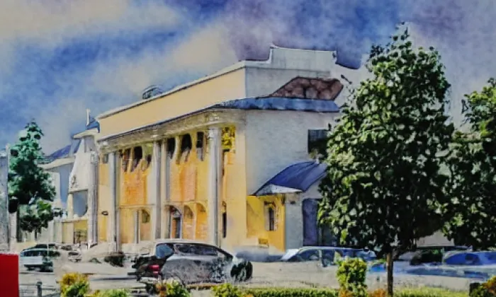 Kostel Nejsvětější Trojice (Dobříš) – akvarel