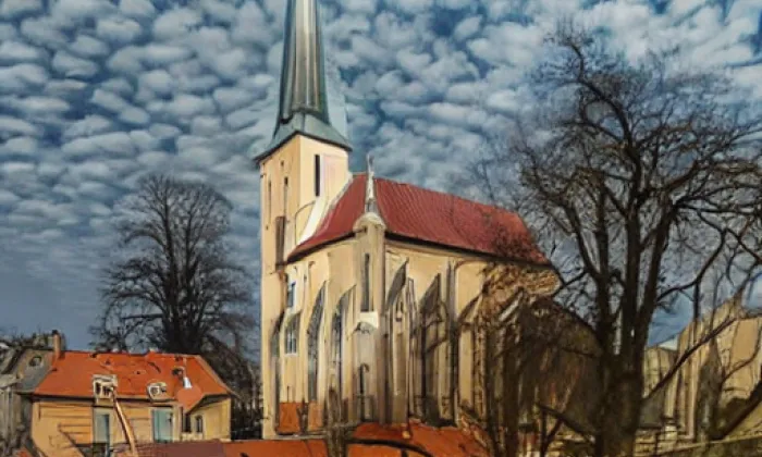Kostel Nejsvětější Trojice (Dobřichov) – akvarel