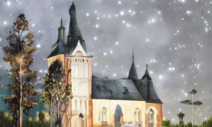 Kostel Nejsvětější Trojice (Drnovice) – noc