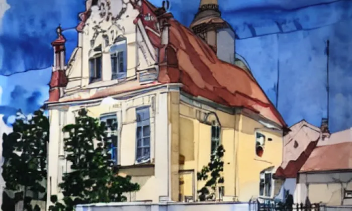 kostel Nejsvětější Trojice (Královo Pole) – akvarel