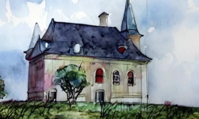 Kostel Nejsvětější Trojice (Malý Háj) – akvarel