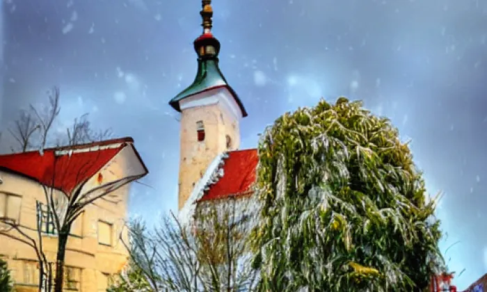 Kostel Nejsvětější Trojice (Mešno) – winter