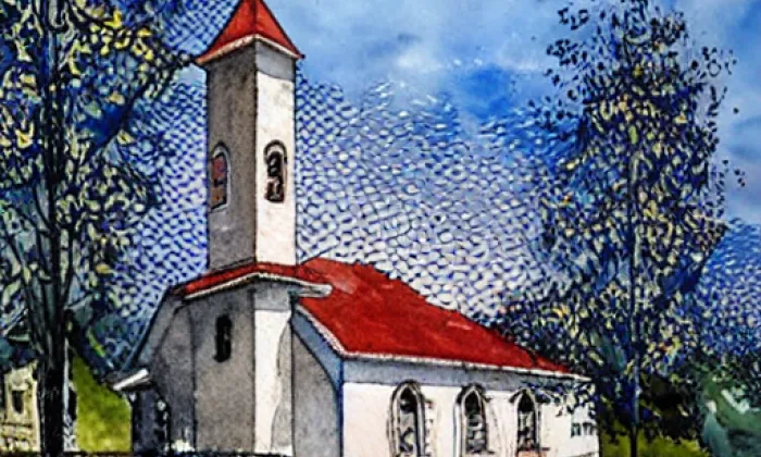 Kostel Nejsvětější Trojice (Nová Ves) – akvarel
