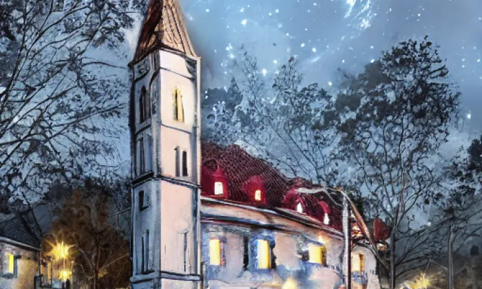 Kostel Nejsvětější Trojice (Nová Ves) – noc
