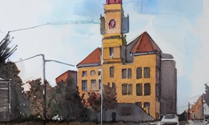 Kostel Nejsvětější Trojice (Pilníkov) – akvarel
