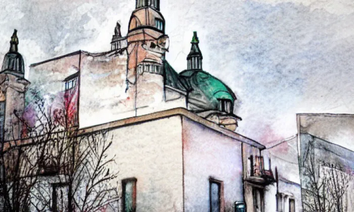 Kostel Nejsvětější Trojice (Verneřice) – akvarel