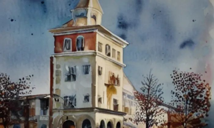 kostel Nejsvětější Trojice (Vladislav) – akvarel