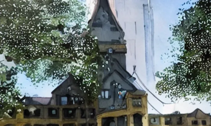 kostel Nejsvětějšího Srdce Páně (Lysovice) – akvarel