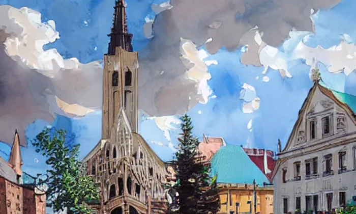 Kostel Neposkvrněného početí Panny Marie (Svatava) – akvarel