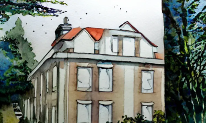 Kostel Panny Marie Bolestné (Horní Planá) – akvarel