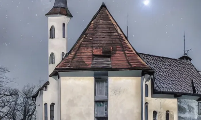 kostel Panny Marie Královny (Hrušovany u Brna) – noc