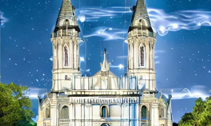 Kostel Panny Marie Královny (Mariánské Hory) – noc