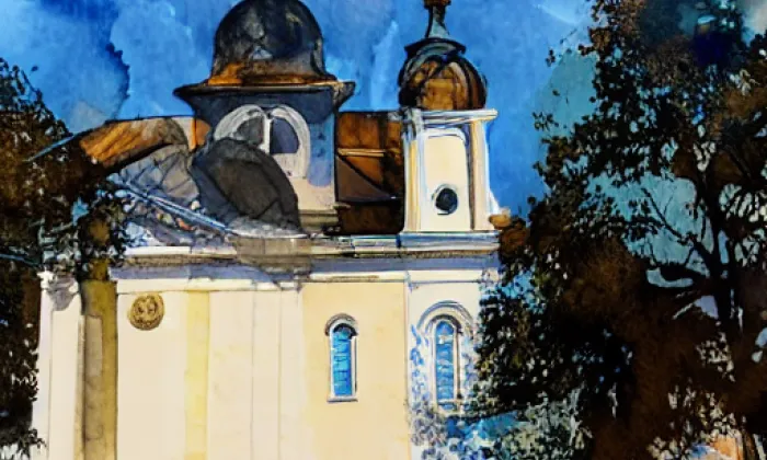 Kostel Panny Marie Pomocné (Železná Ruda) – akvarel