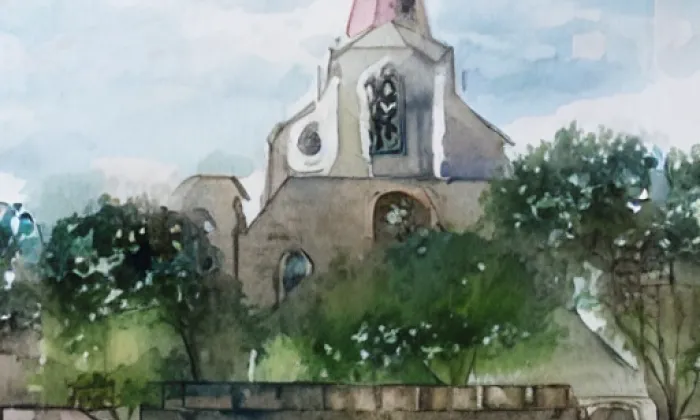 Kostel Panny Marie Pomocné (Bruntál) – akvarel