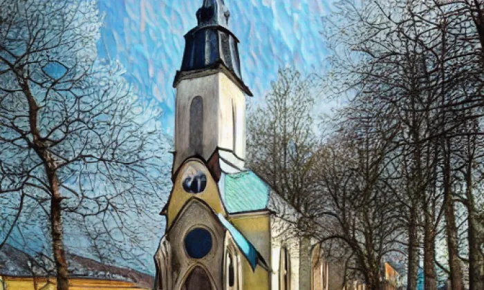 Kostel Panny Marie v Telči – akvarel