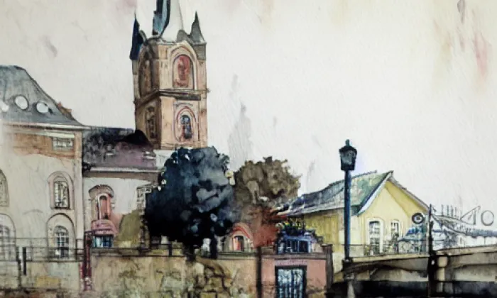 Kostel Povýšení svatého Kříže (Býčkovice) – akvarel