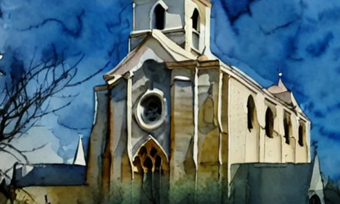 kostel Povýšení svatého Kříže (Chotíkov) – akvarel