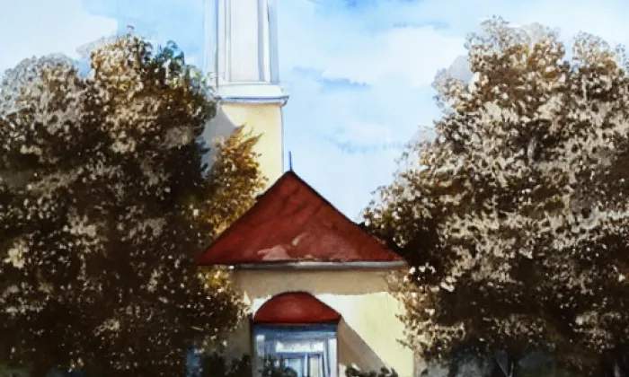 Kostel Povýšení svatého Kříže (Dolní Bělá) – akvarel