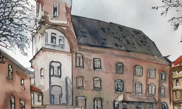 kostel Povýšení svatého Kříže (Doubravník) – akvarel