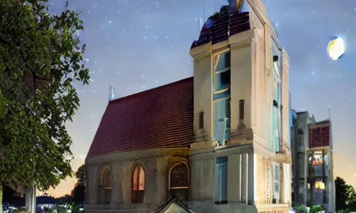 kostel Povýšení svatého Kříže (Honbice) – noc