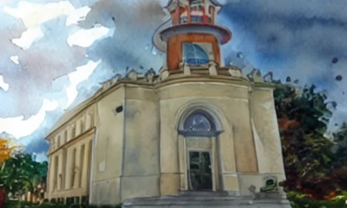 Kostel Povýšení svatého Kříže (Petrovice) – akvarel