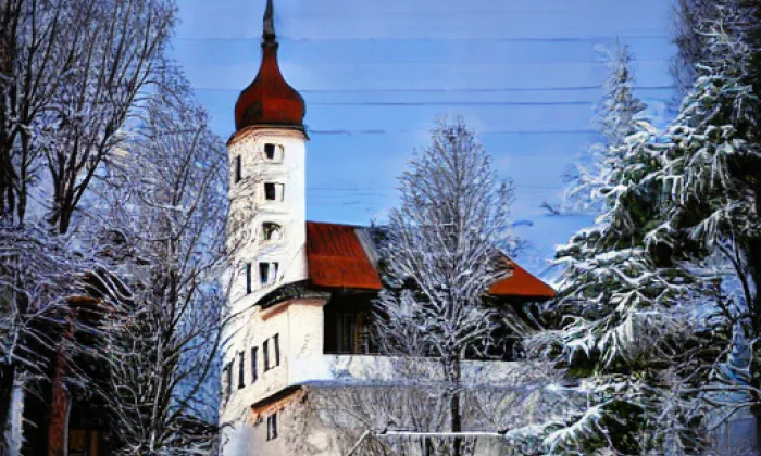 kostel Povýšení svatého Kříže v Poděbradech – winter