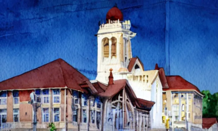 Kostel Proměnění Páně (Josefův Důl) – akvarel