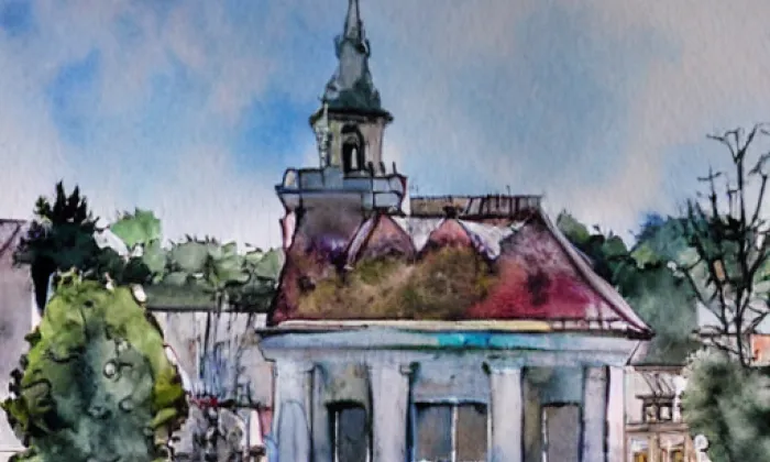 Kostel Stětí svatého Jana Křtitele (Kadaň) – akvarel
