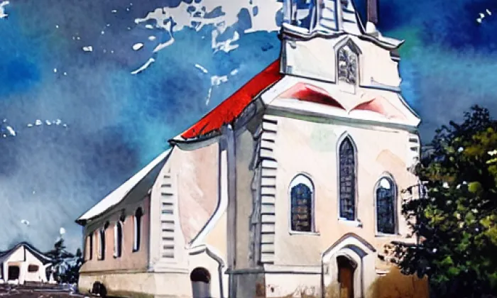 kostel svaté Anny (České Budějovice 1) – akvarel