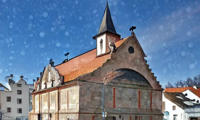 Kostel svaté Anny (Žižkov) – zima