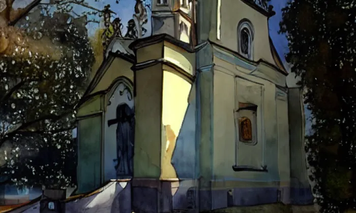 kostel svaté Anny (Bezděkov) – akvarel